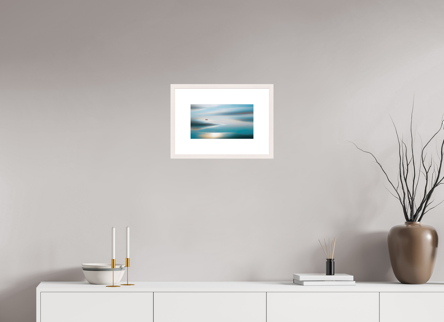 32 x 18 cm, Fine Art Print gerahmt Boot im Wattenmeer-06
