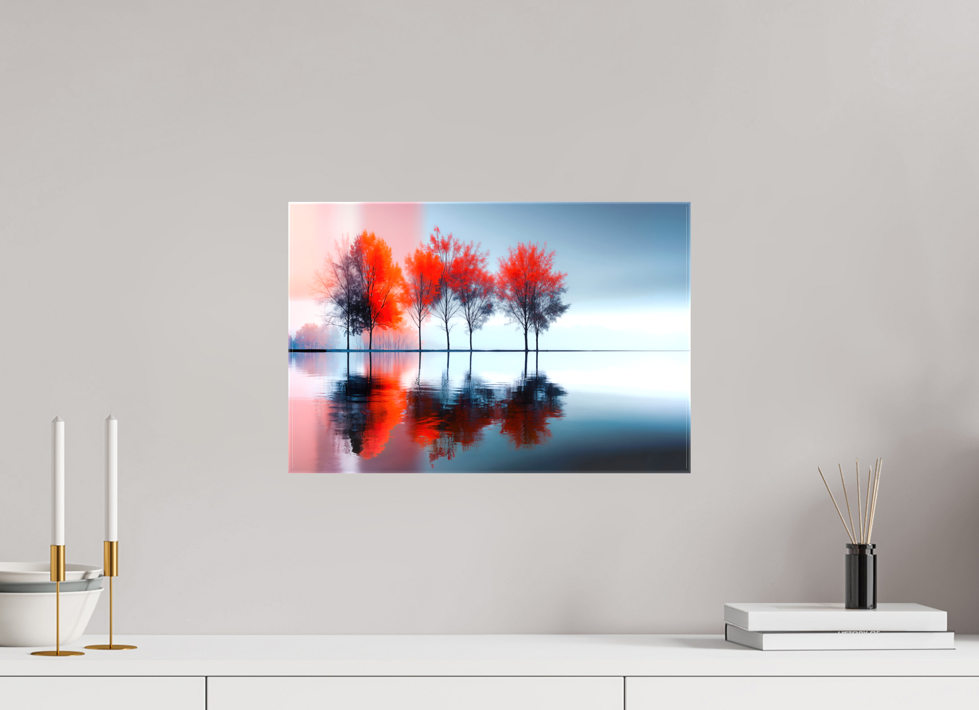 45 x 30 cm, Leinwand glänzend Stille in Rot—Wandkunst, Fine Art Print, Leinwand, Acryldruck, Alu-Dibond