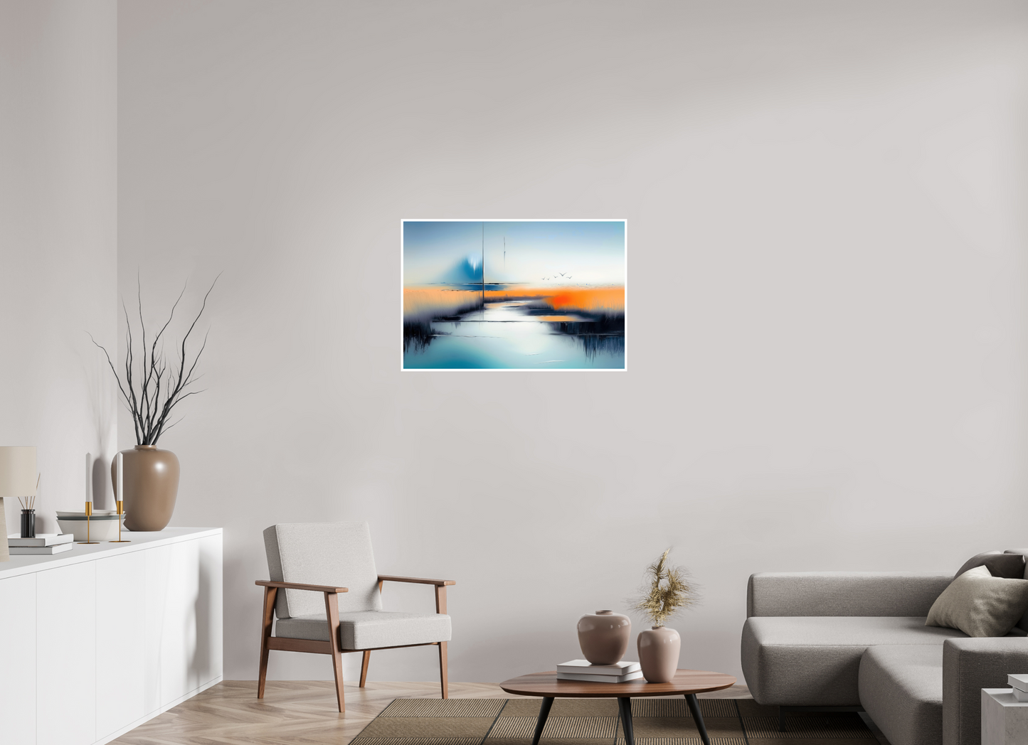 90 x 60 cm, Fine Art Print Hahnemühle Baryta Salzwiese im schwebenden Licht—Wandkunst, Fine Art Print, Leinwand, Acryldruck, Alu-Dibond