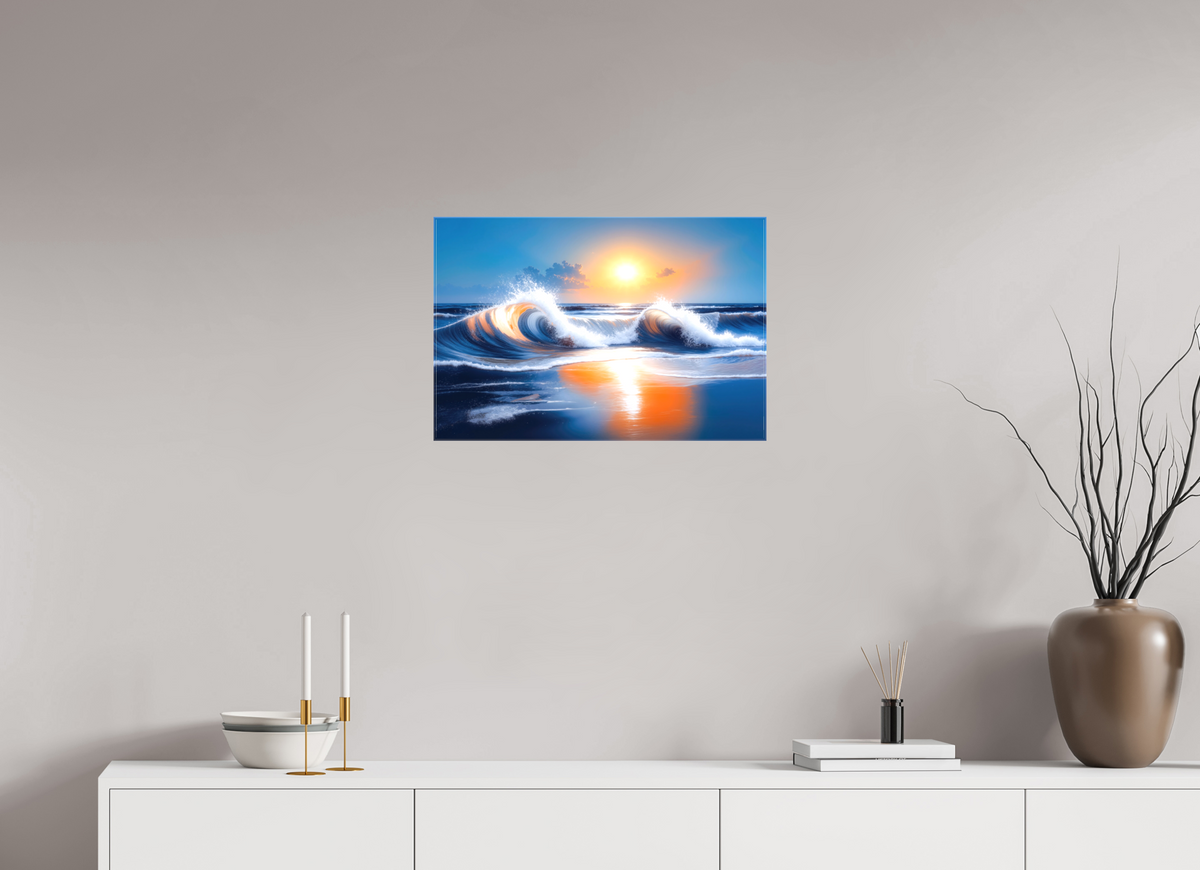 60 x 40 cm, Leinwand glänzend Brandung im Licht—Wandkunst, Fine Art Print, Leinwand, Acryldruck, Alu-Dibond