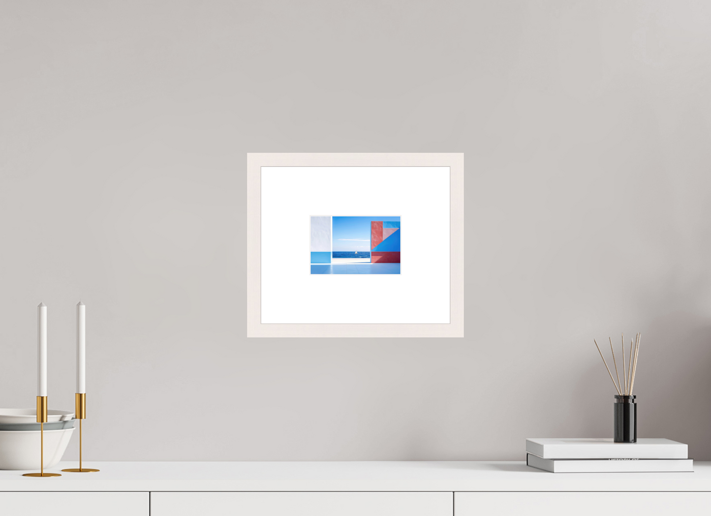 15 x 10 cm, Fine Art Print gerahmt Mauer am Meer-03