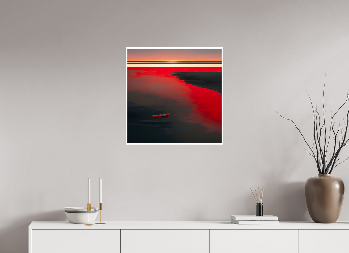 60 x 60 cm, Fine Art Print Hahnemühle Baryta Allein im Rot