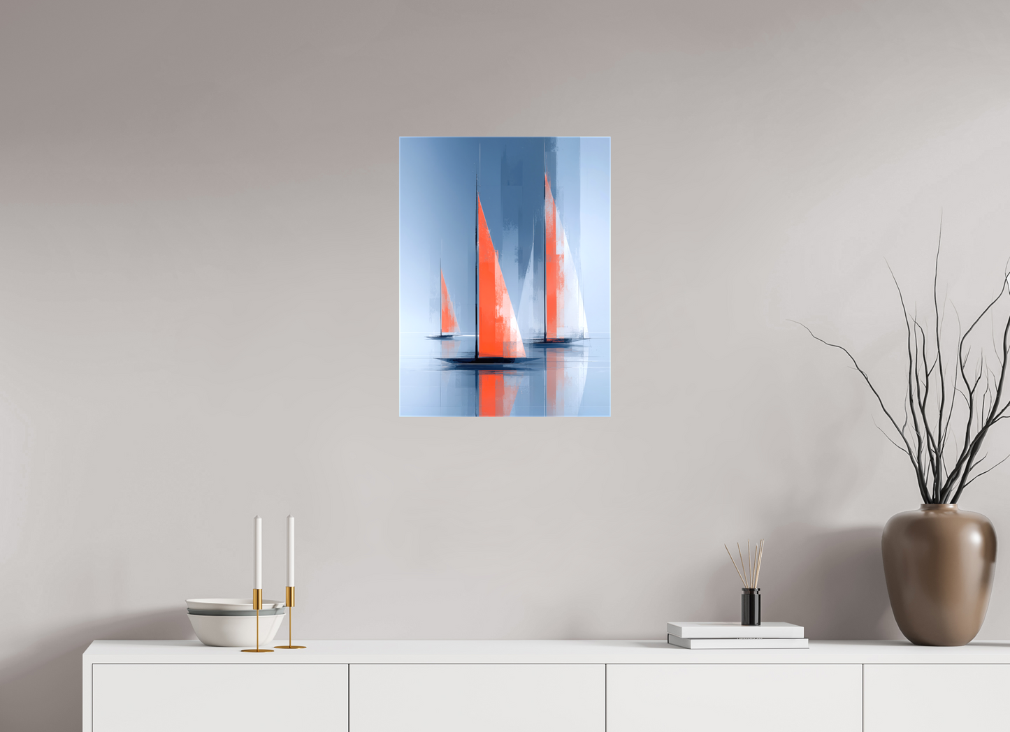 45 x 60 cm, Leinwand glänzend Orange Zeichen