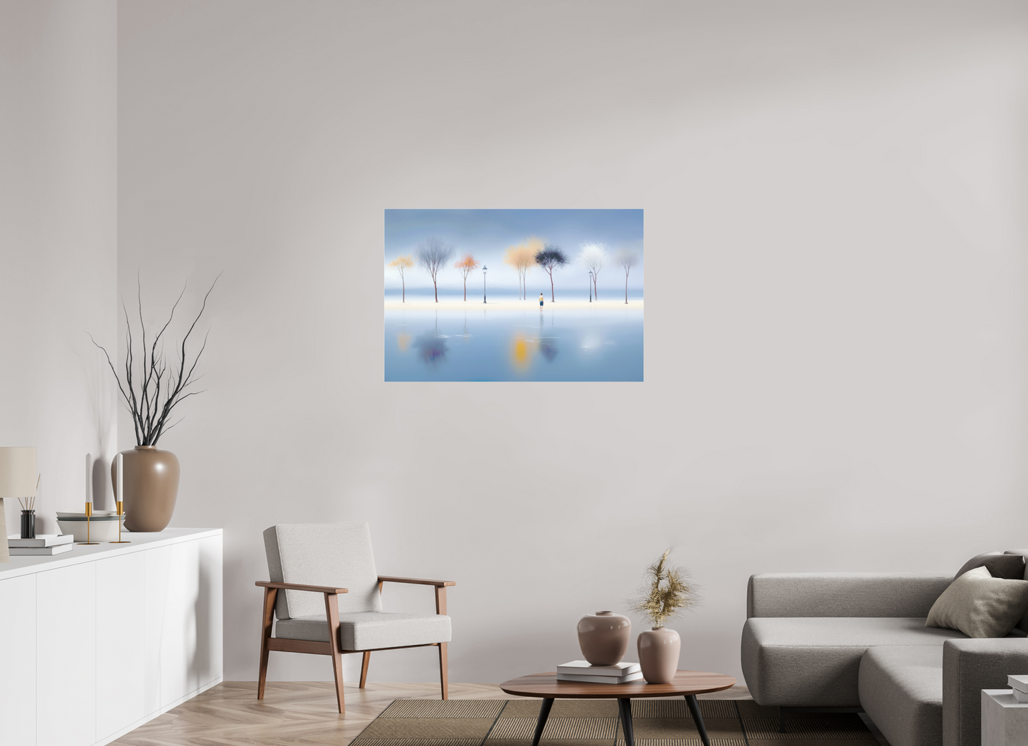 105 x 70 cm, Fine Art Pigmentdruck hinter Acrylglas Stilles Ufer, ferne Gedanken—Wandkunst, Fine Art Print, Leinwand, Acryldruck, Alu-Dibond