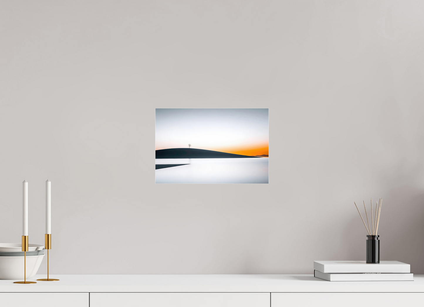 30 x 20 cm, Acrylglas glänzend standard Einsamer Baum im Abendlicht