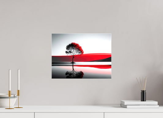 40 x 30 cm, Leinwand glänzend Baum am Ufer surreal-01—Wandkunst, Fine Art Print, Leinwand, Acryldruck, Alu-Dibond