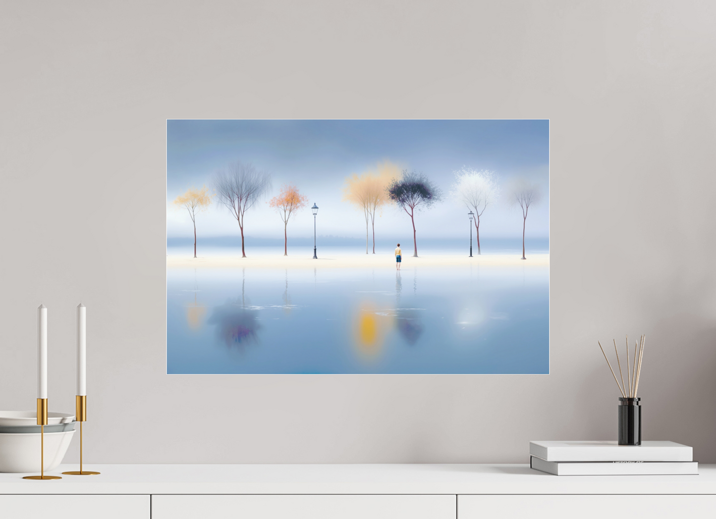 60 x 40 cm, Acrylglas glänzend standard Stilles Ufer, ferne Gedanken—Wandkunst, Fine Art Print, Leinwand, Acryldruck, Alu-Dibond