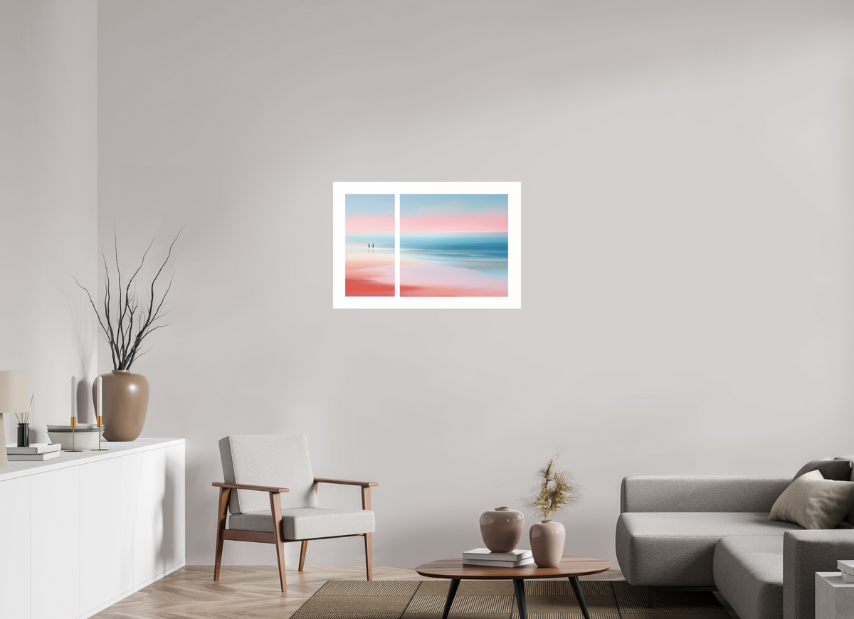 90 x 60 cm, Fine Art Print Hahnemühle Baryta Zwei Frauen am Meer, Diptychon-Look, semi-abstrakt, minimalistisch
