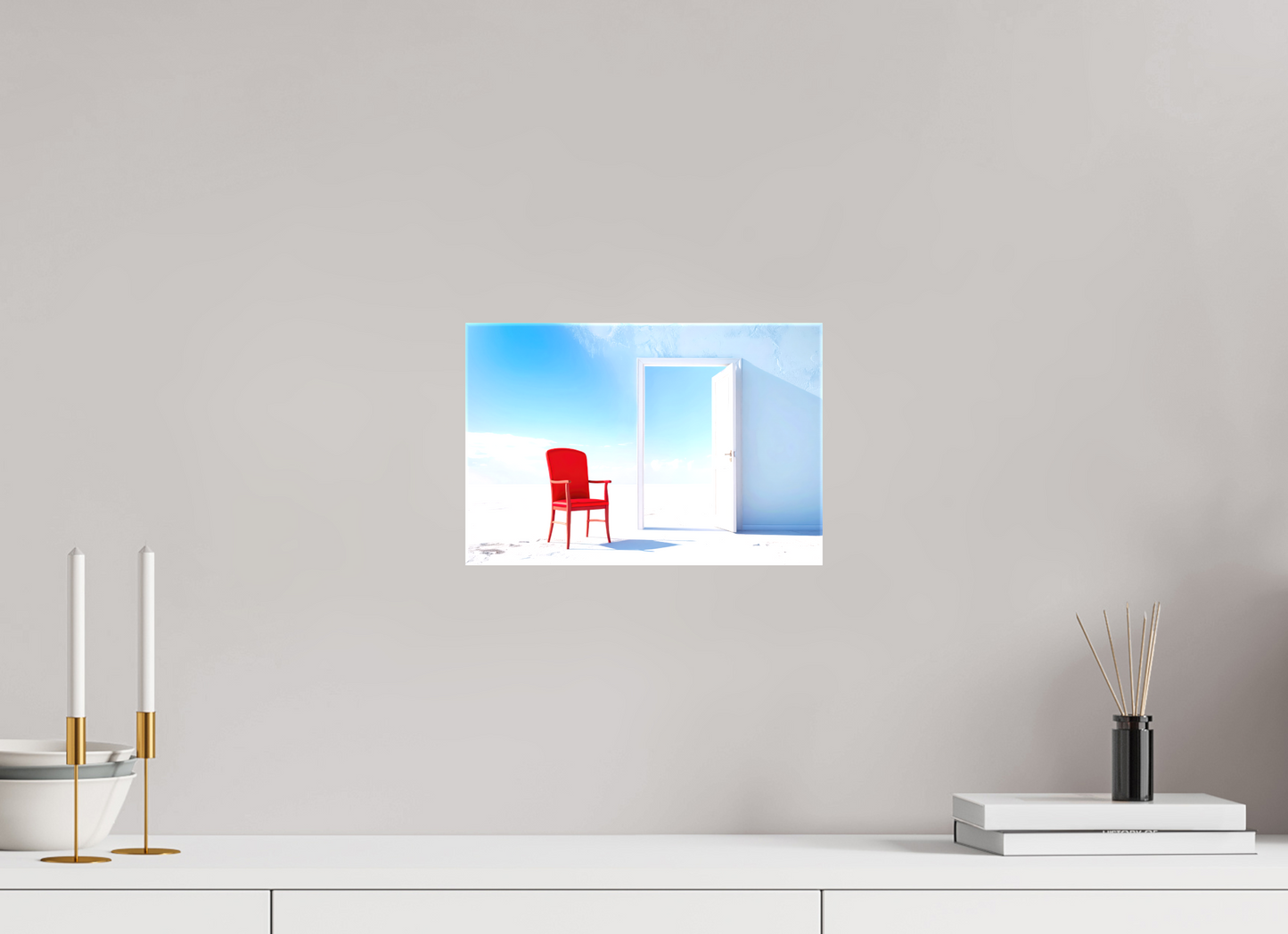 30 x 20 cm, Leinwand glänzend Blick durch die Tür surreal-02