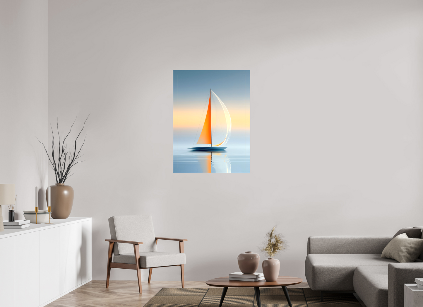 75 x 100 cm, Leinwand glänzend Ein Segel, ein Horizont