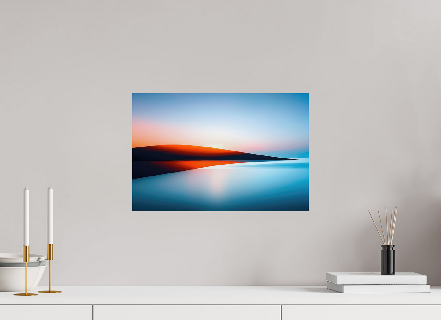 45 x 30 cm, Acrylglas glänzend standard Lichtlinie am Horizont-01—Wandkunst, Fine Art Print, Leinwand, Acryldruck, Alu-Dibond