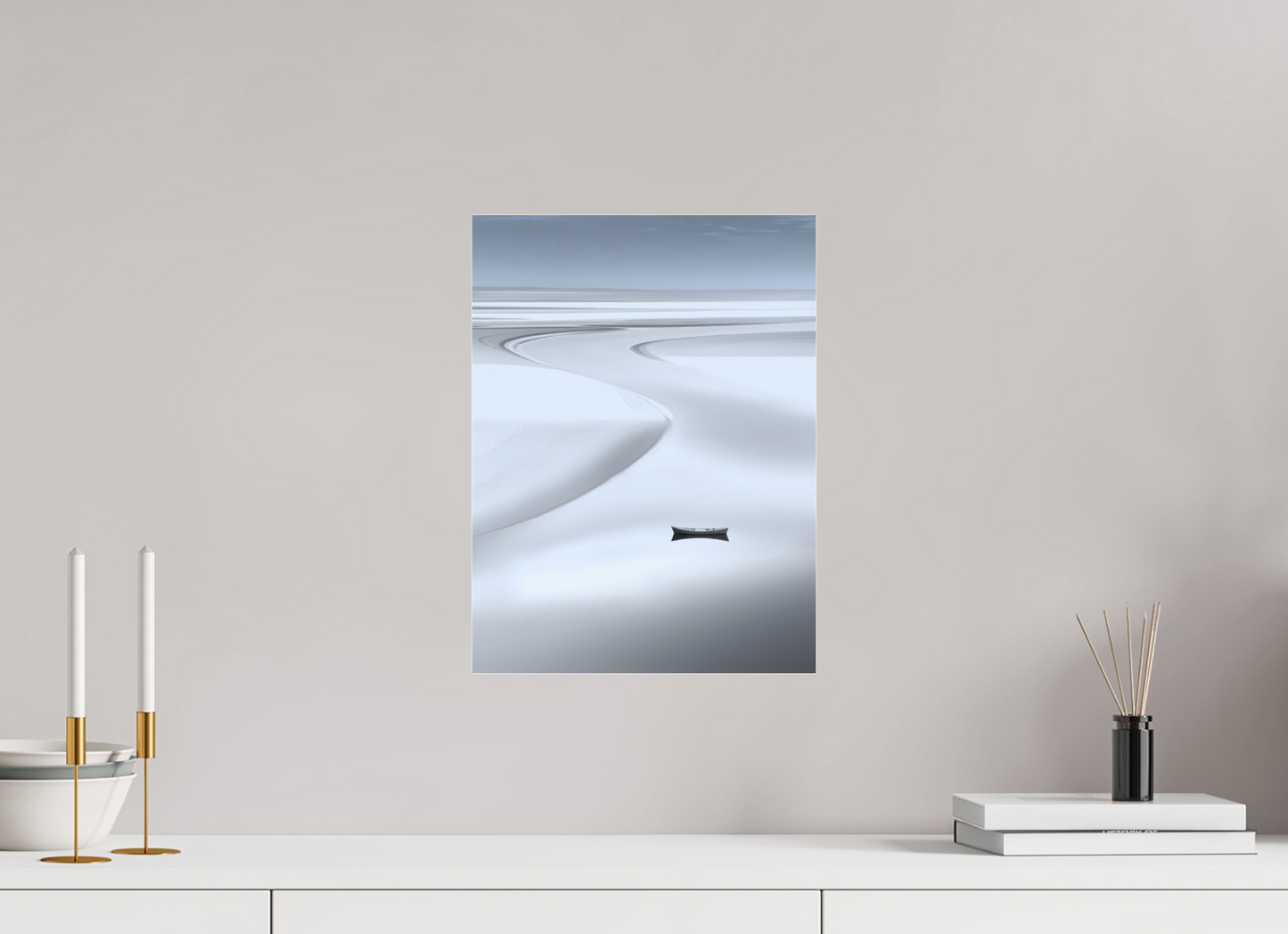 30 x 40 cm, Acrylglas glänzend standard Boot im Wattenmeer