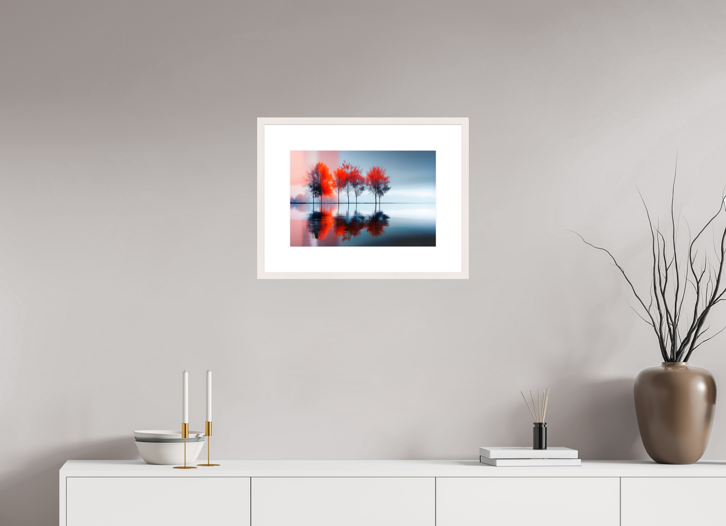 45 x 30 cm, Fine Art Print gerahmt Stille in Rot