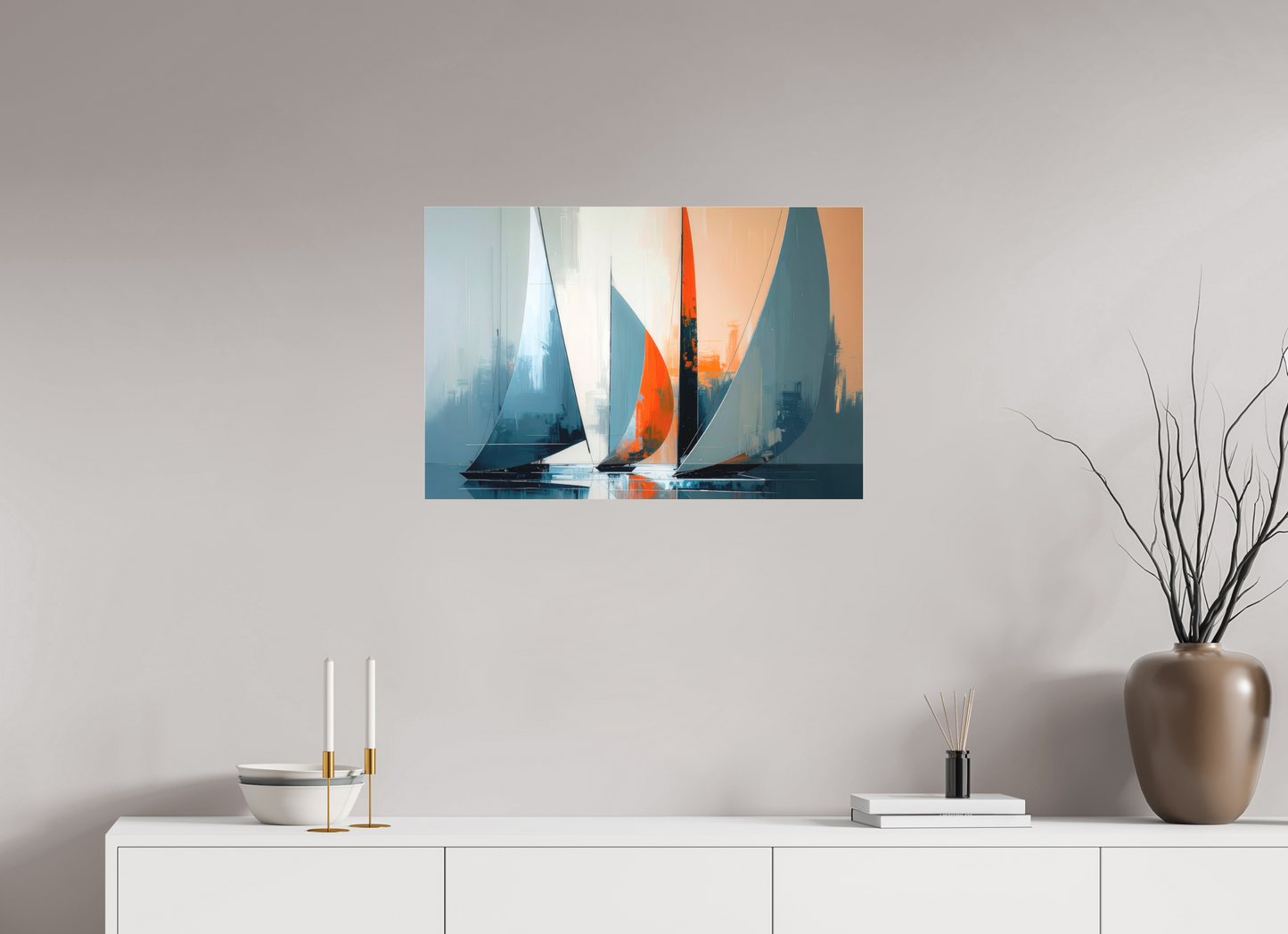 75 x 50 cm, Fine Art Pigmentdruck hinter Acrylglas Segelboote abstrakt-14-32—Wandkunst, Fine Art Print, Leinwand, Acryldruck, Alu-Dibond