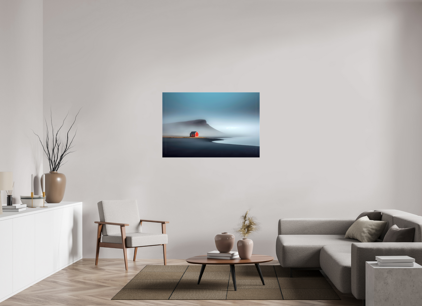 120 x 80 cm, Leinwand glänzend Haus am Meer-01—Wandkunst, Fine Art Print, Leinwand, Acryldruck, Alu-Dibond