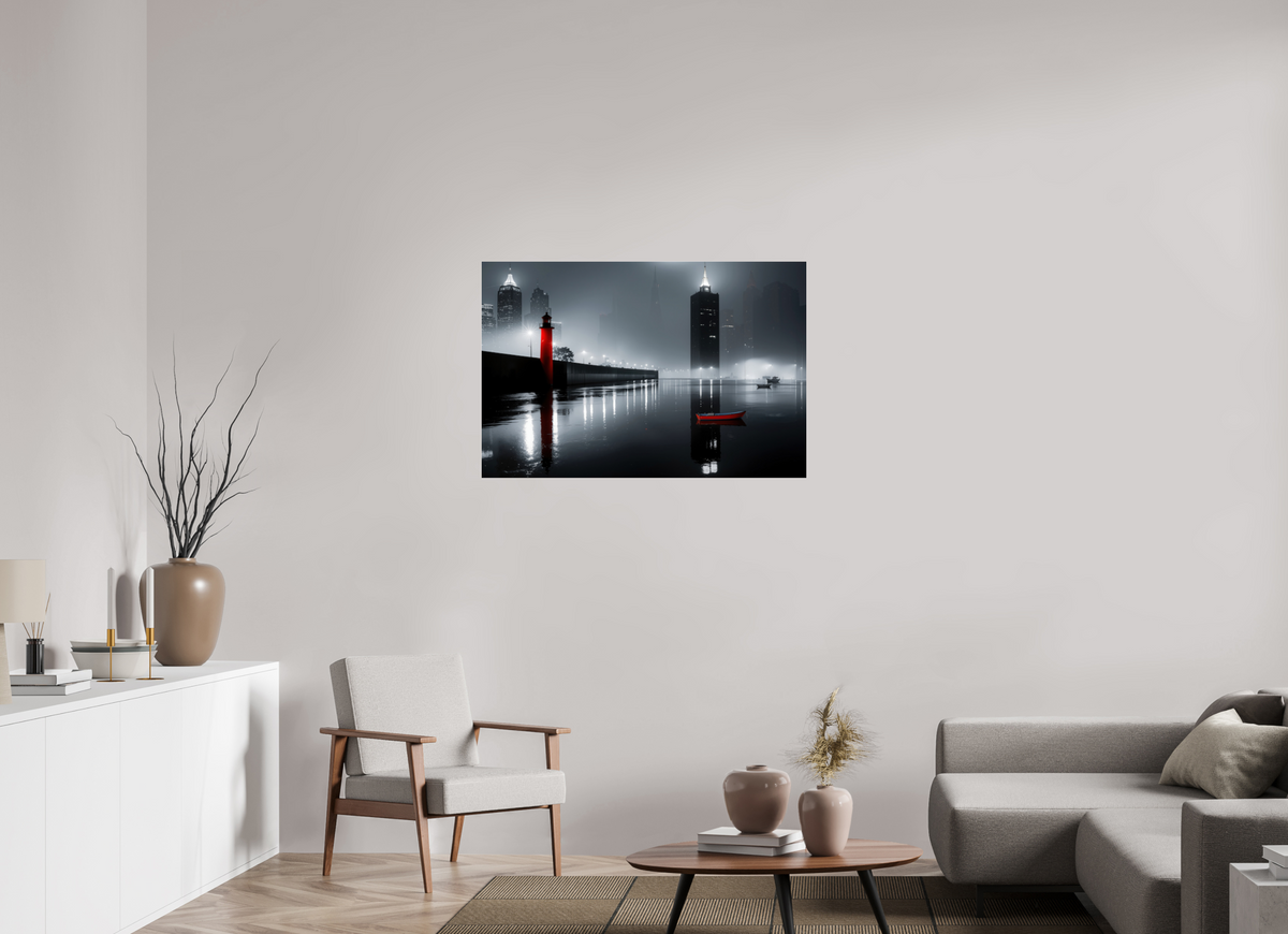 105 x 70 cm, Acrylglas glänzend standard Hafenstadt bei Nacht -noir city- 01—Wandkunst, Fine Art Print, Leinwand, Acryldruck, Alu-Dibond