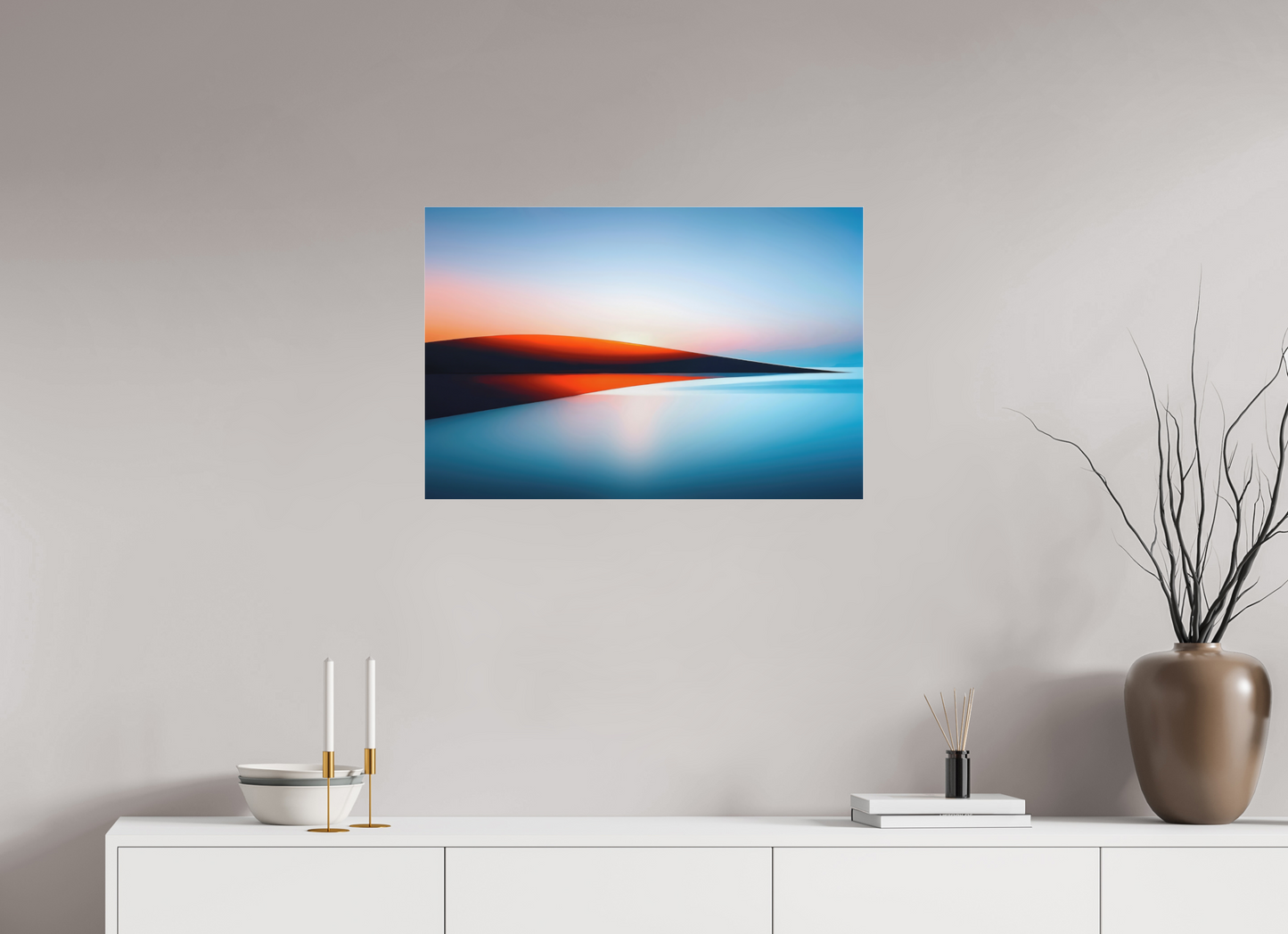 75 x 50 cm, Fine Art Pigmentdruck hinter Acrylglas Lichtlinie am Horizont-01—Wandkunst, Fine Art Print, Leinwand, Acryldruck, Alu-Dibond
