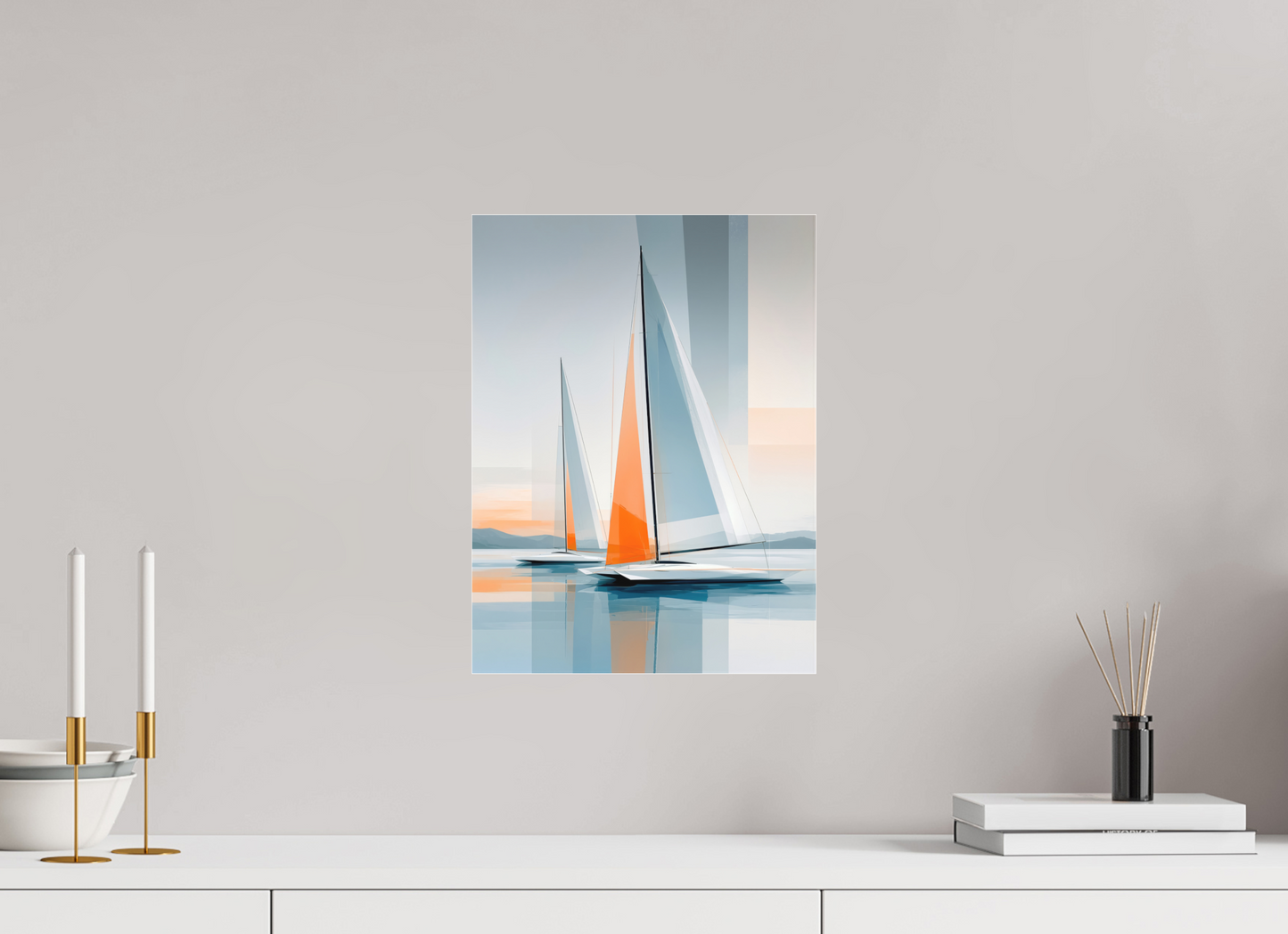 30 x 40 cm, Fine Art Pigmentdruck hinter Acrylglas Orange im Blau