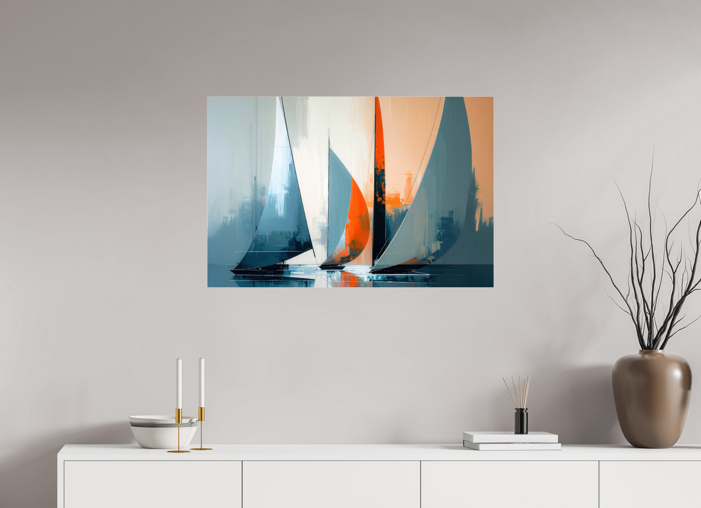 90 x 60 cm, Acrylglas glänzend standard Segelboote abstrakt-14-32—Wandkunst, Fine Art Print, Leinwand, Acryldruck, Alu-Dibond