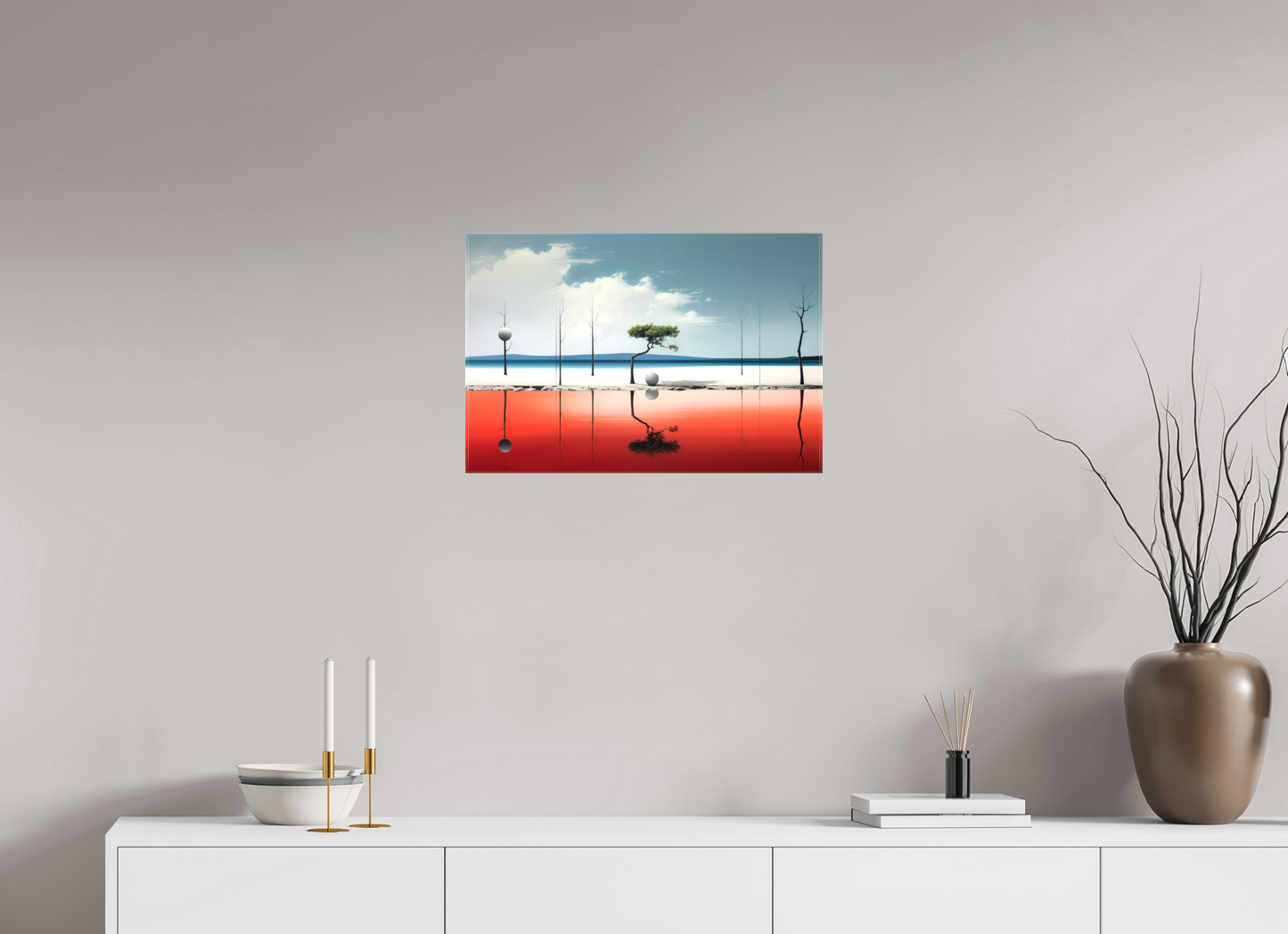 60 x 40 cm, Leinwand glänzend Balance am Rand des Wassers—Wandkunst, Fine Art Print, Leinwand, Acryldruck, Alu-Dibond