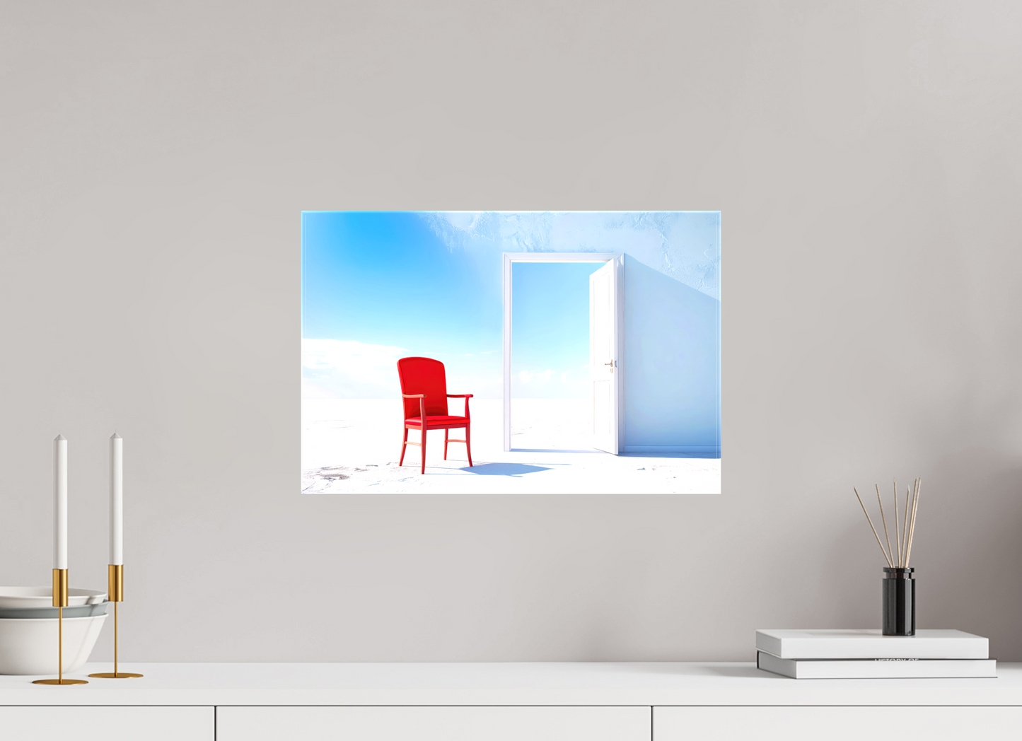 45 x 30 cm, Leinwand glänzend Blick durch die Tür surreal-02