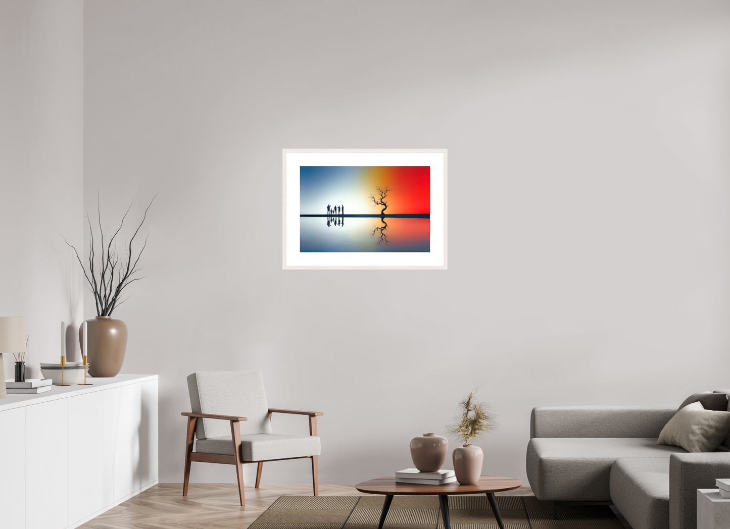 75 x 50 cm, Fine Art Print gerahmt Begegnung am stillen Meer