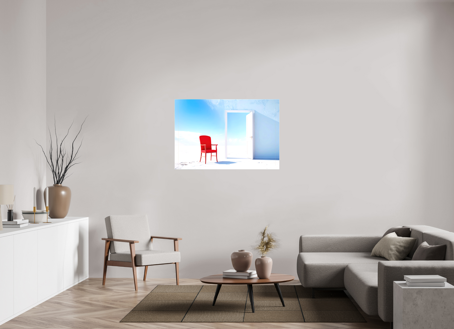 120 x 80 cm, Leinwand glänzend Blick durch die Tür surreal-02