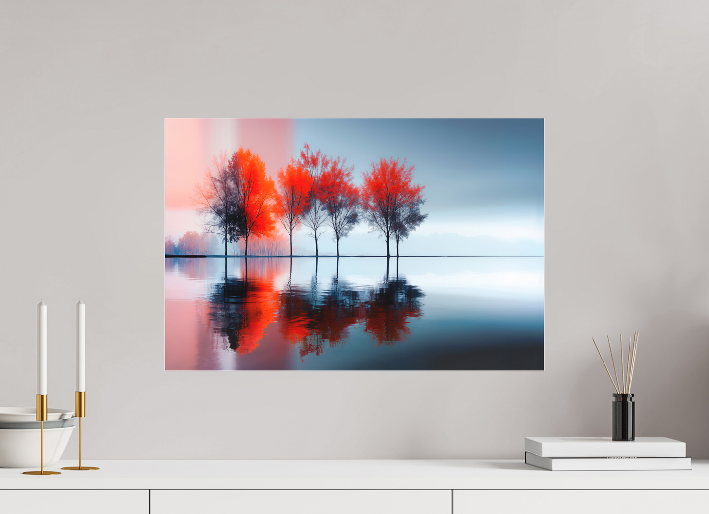 60 x 40 cm, Fine Art Pigmentdruck hinter Acrylglas Stille in Rot—Wandkunst, Fine Art Print, Leinwand, Acryldruck, Alu-Dibond