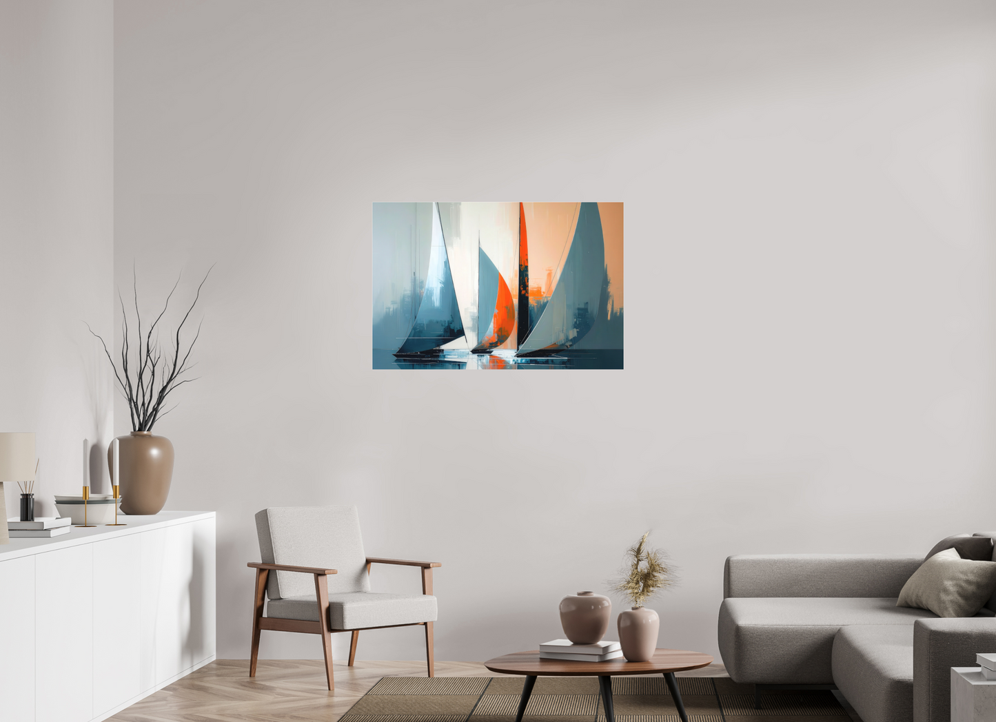 105 x 70 cm, Fine Art Pigmentdruck hinter Acrylglas Segelboote abstrakt-14-32—Wandkunst, Fine Art Print, Leinwand, Acryldruck, Alu-Dibond