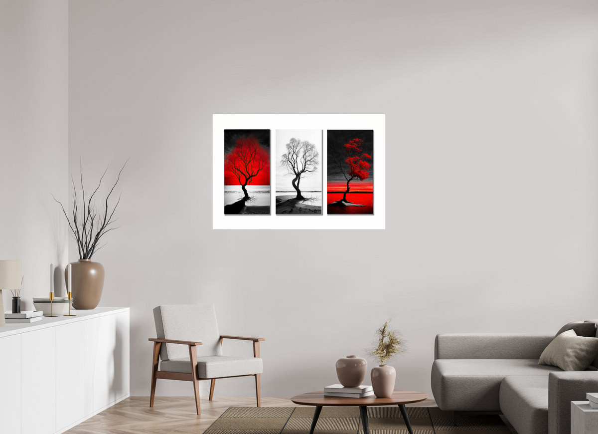 120 x 80 cm, Acrylglas glänzend standard Triptychon Bäume am Ufer-03
