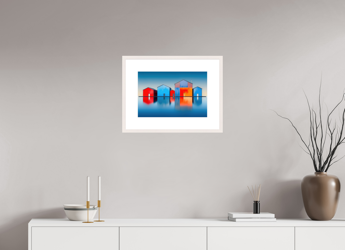 45 x 30 cm, Fine Art Print gerahmt Farbklang am Wasser