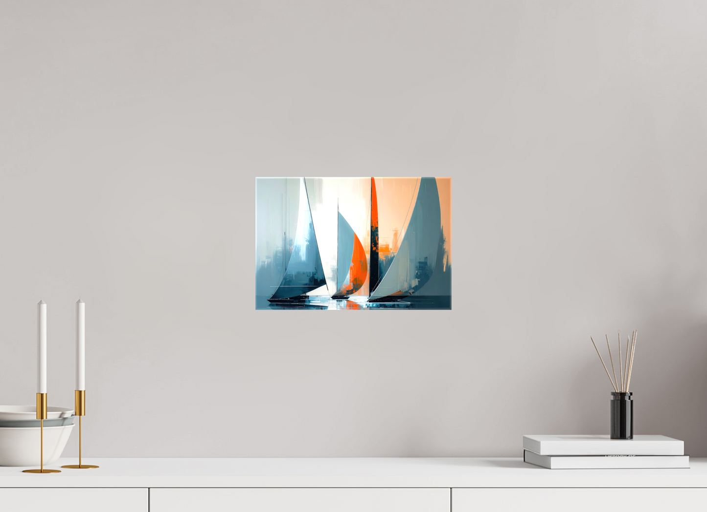 30 x 20 cm, Leinwand glänzend Segelboote abstrakt-14-32