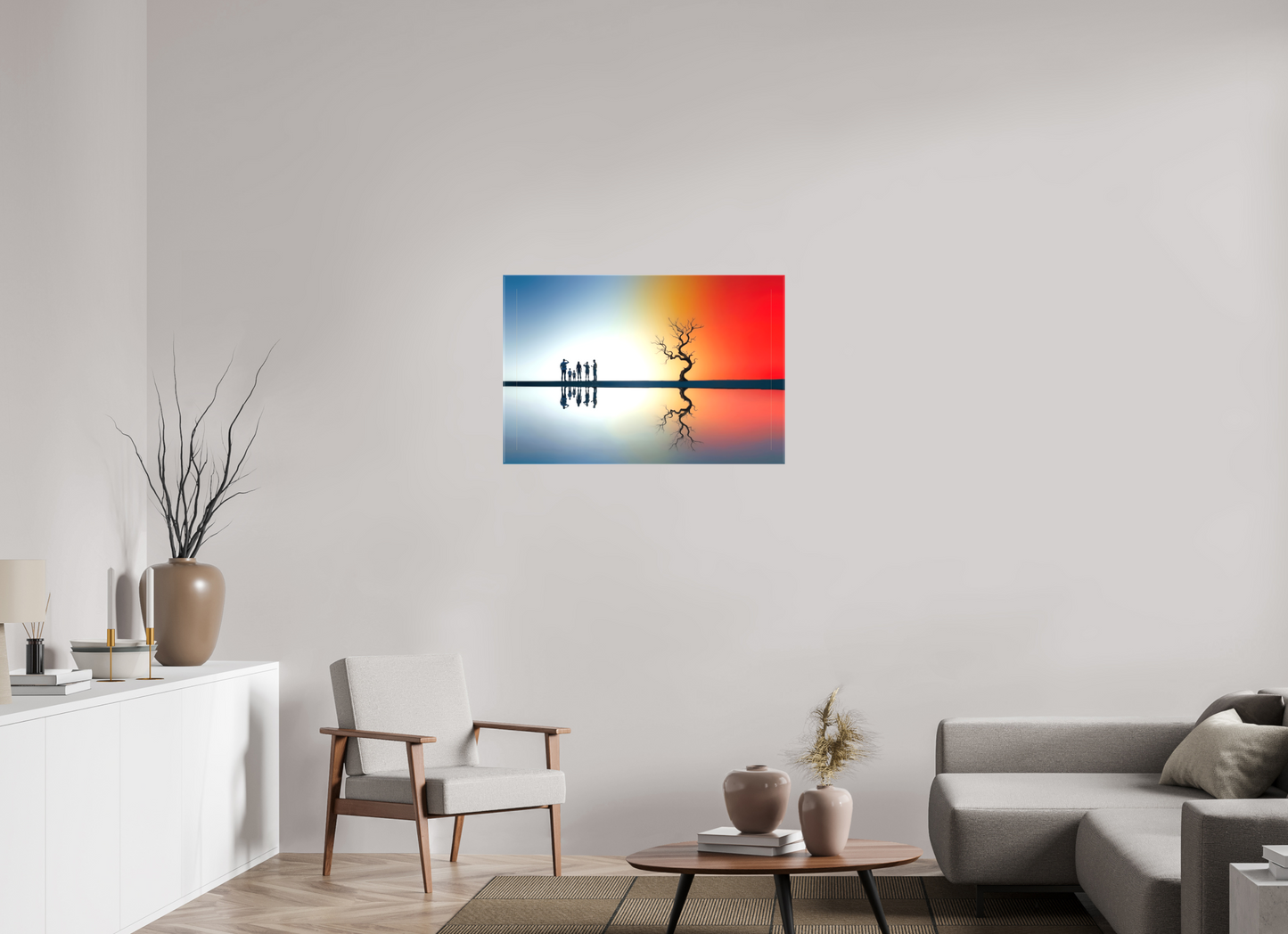 90 x 60 cm, Leinwand glänzend Begegnung am stillen Meer—Wandkunst, Fine Art Print, Leinwand, Acryldruck, Alu-Dibond