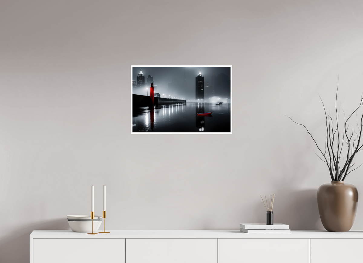 60 x 40 cm, Fine Art Print Hahnemühle Baryta Hafenstadt bei Nacht -noir city- 01—Wandkunst, Fine Art Print, Leinwand, Acryldruck, Alu-Dibond