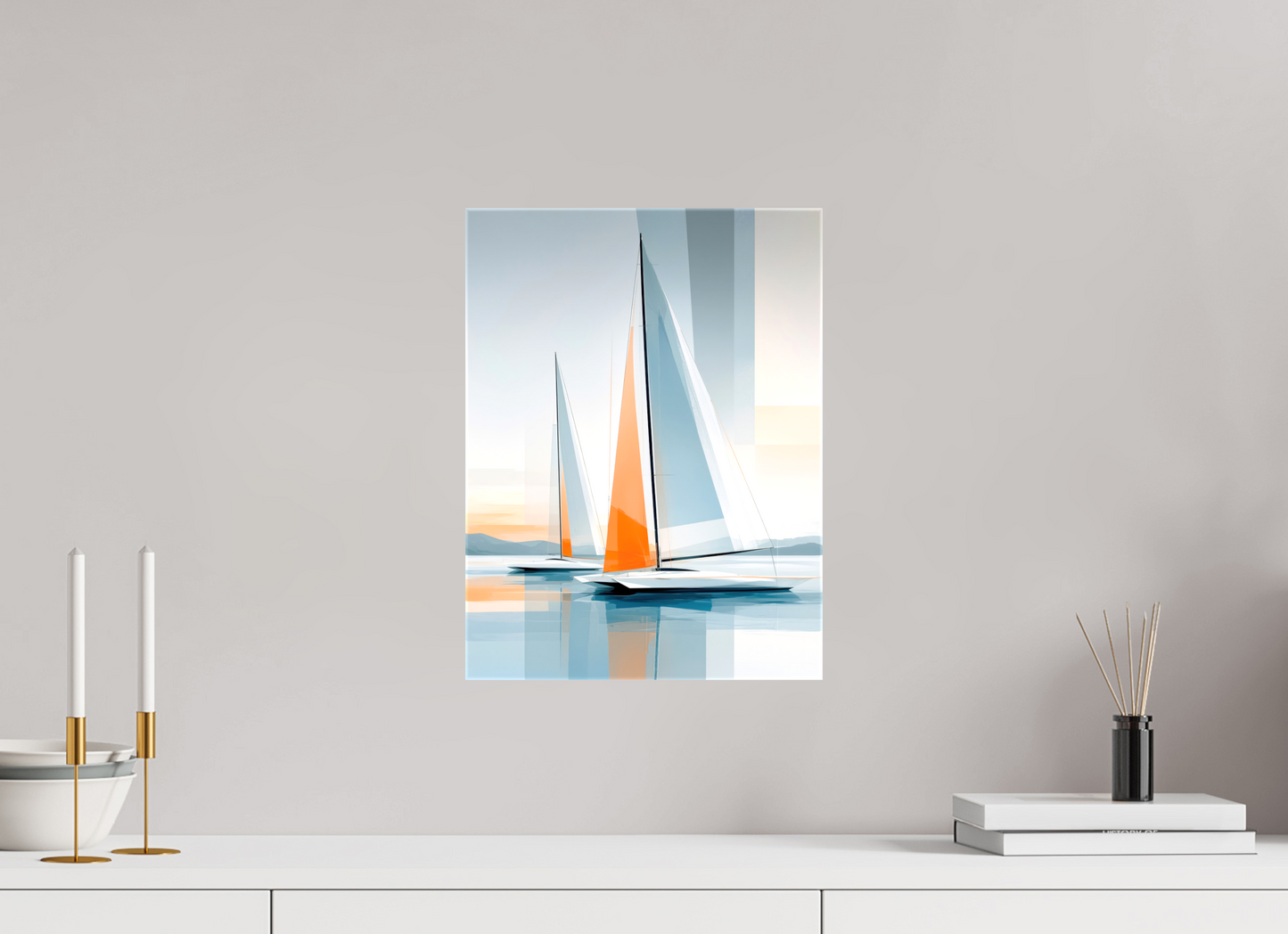 30 x 40 cm, Leinwand glänzend Orange im Blau