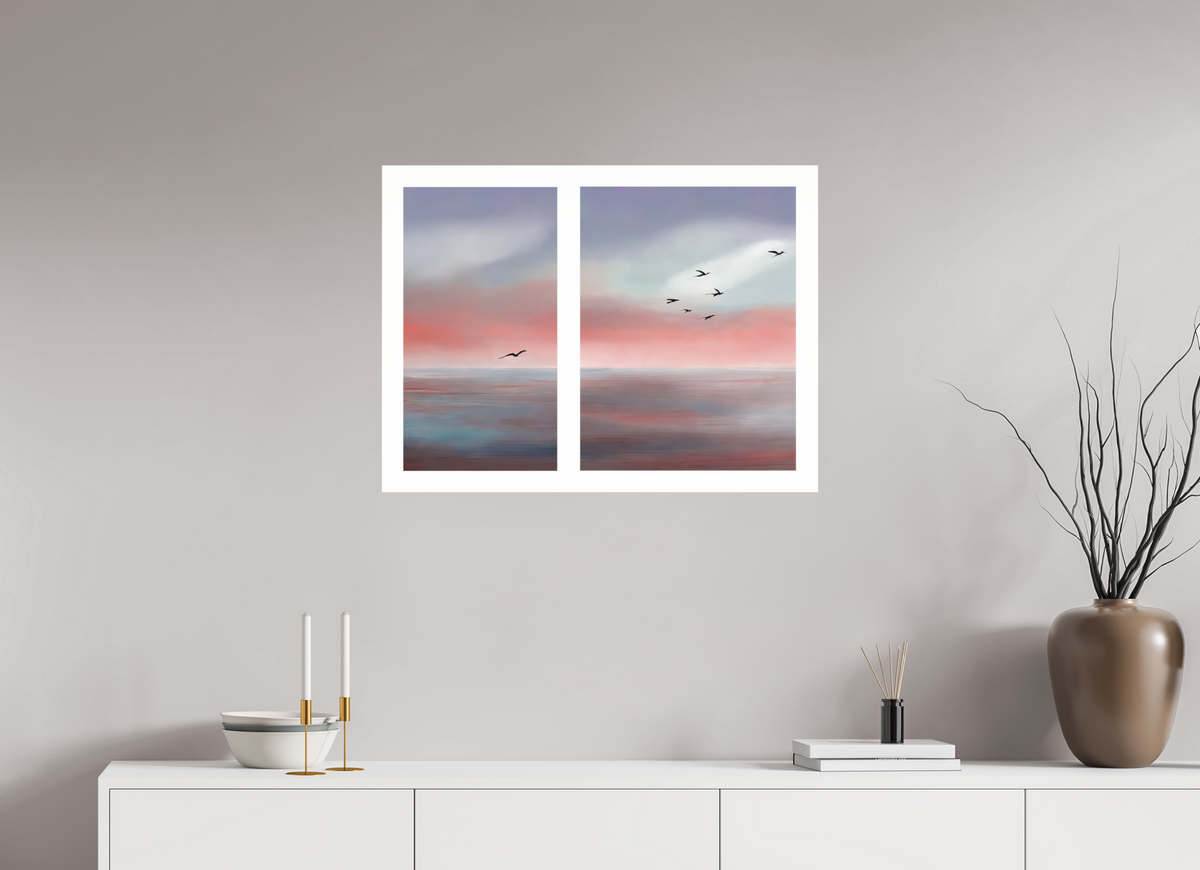 80 x 60 cm, Acrylglas glänzend standard Diptychon Vögel an der Küste-01