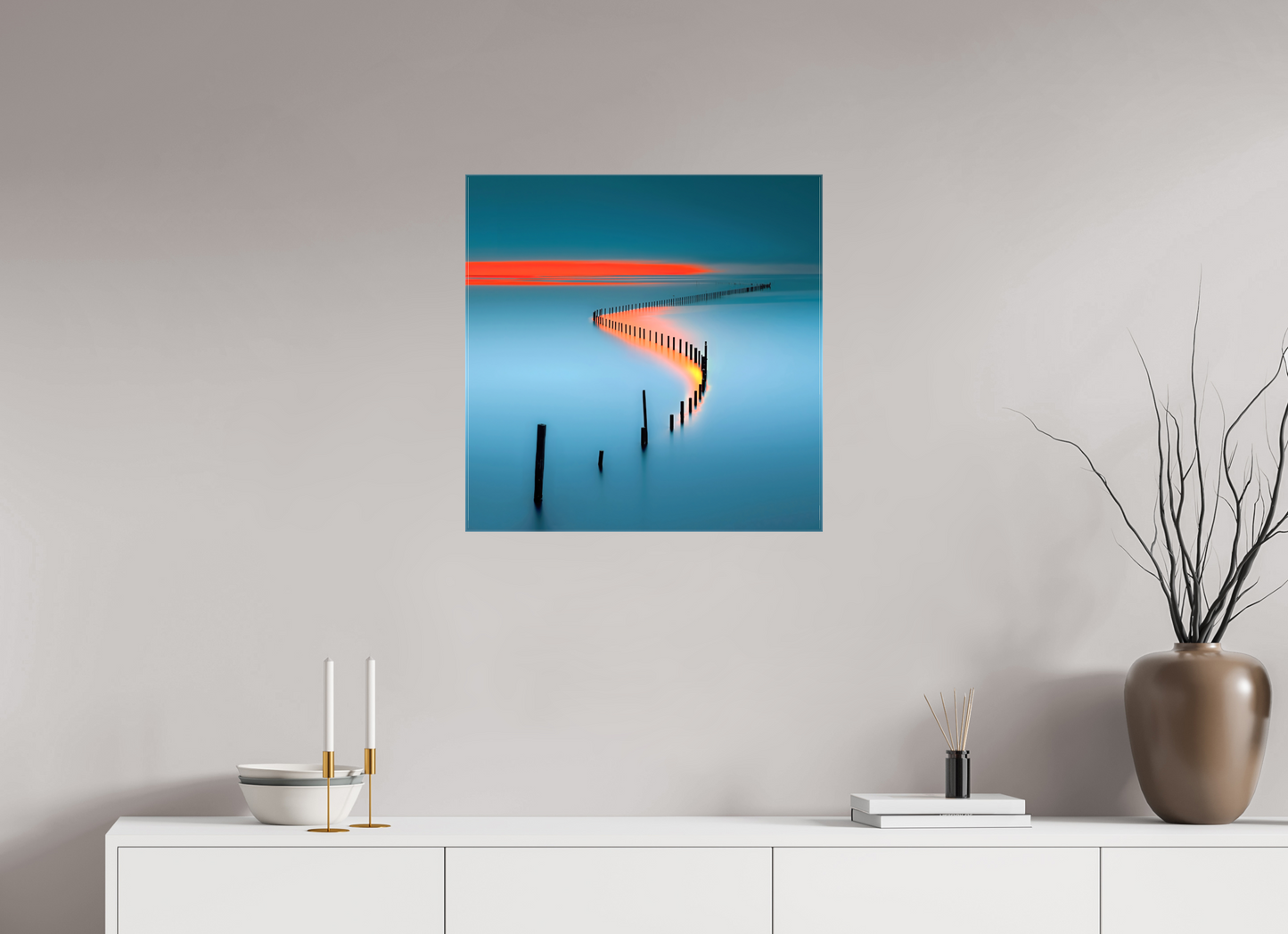 60 x 60 cm, Leinwand glänzend Lichtweg im Watt