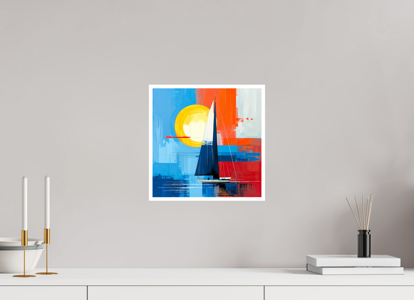 30 x 30 cm, Fine Art Print Hahnemühle Baryta Segelboot-Kunst – Licht, Farbe und Bewegung—Wandkunst, Fine Art Print, Leinwand, Acryldruck, Alu-Dibond