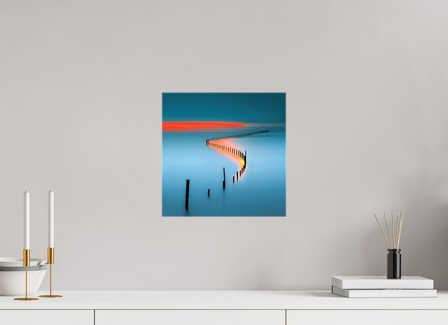 30 x 30 cm, Leinwand glänzend Lichtweg im Watt