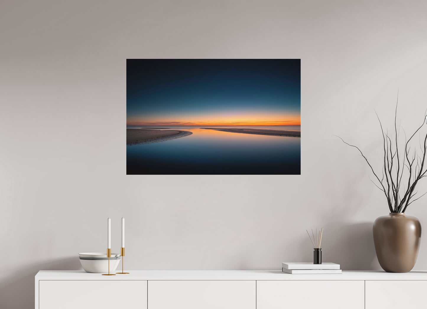 90 x 60 cm, Fine Art Pigmentdruck hinter Acrylglas Stille über dem Watt-02