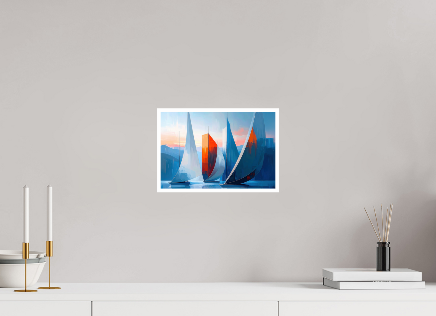 30 x 20 cm, Fine Art Print Hahnemühle Baryta Segelboote abstrakt-15-32