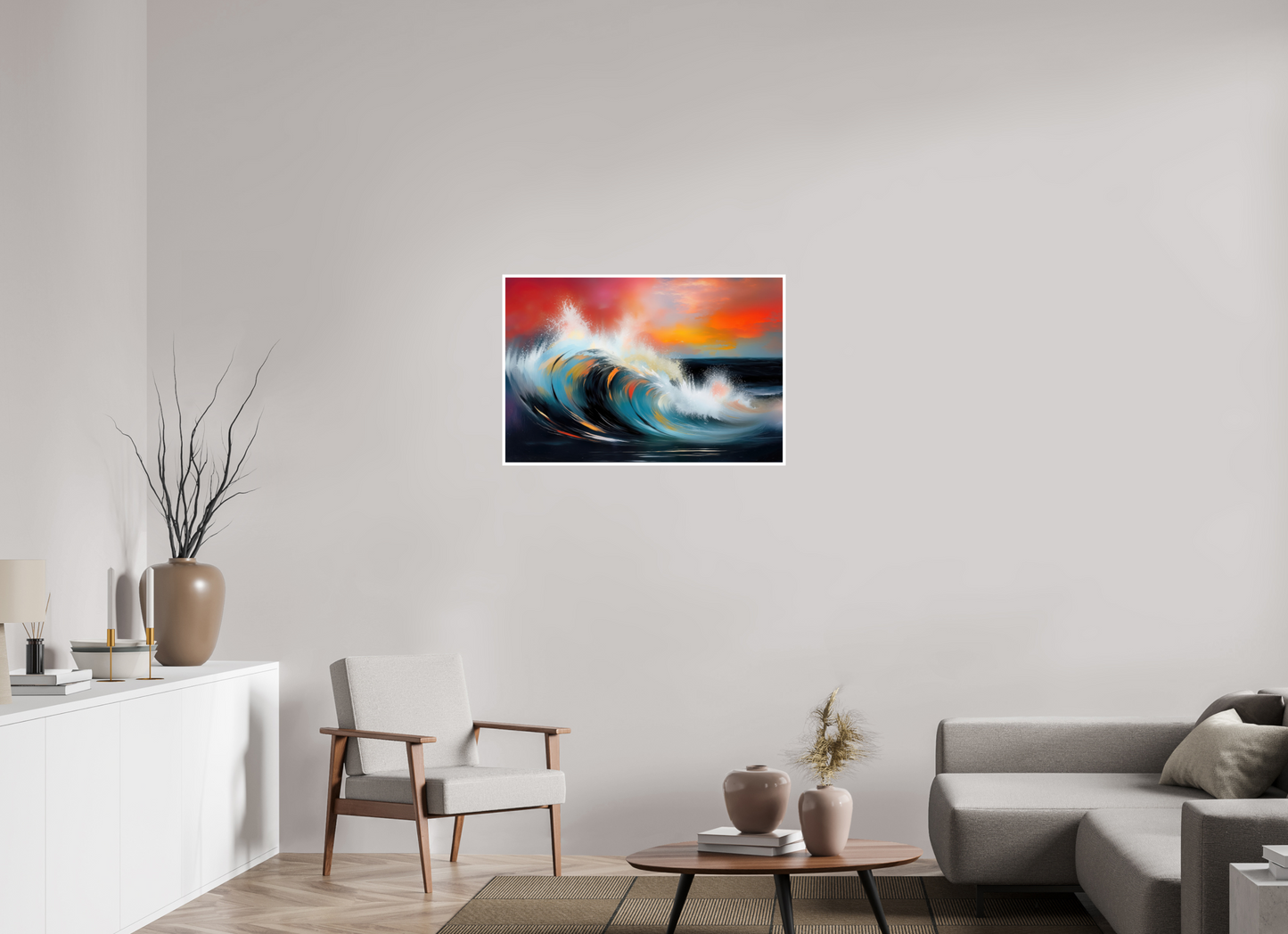 90 x 60 cm, Fine Art Print Hahnemühle Baryta Glühende Brandung—Wandkunst, Fine Art Print, Leinwand, Acryldruck, Alu-Dibond
