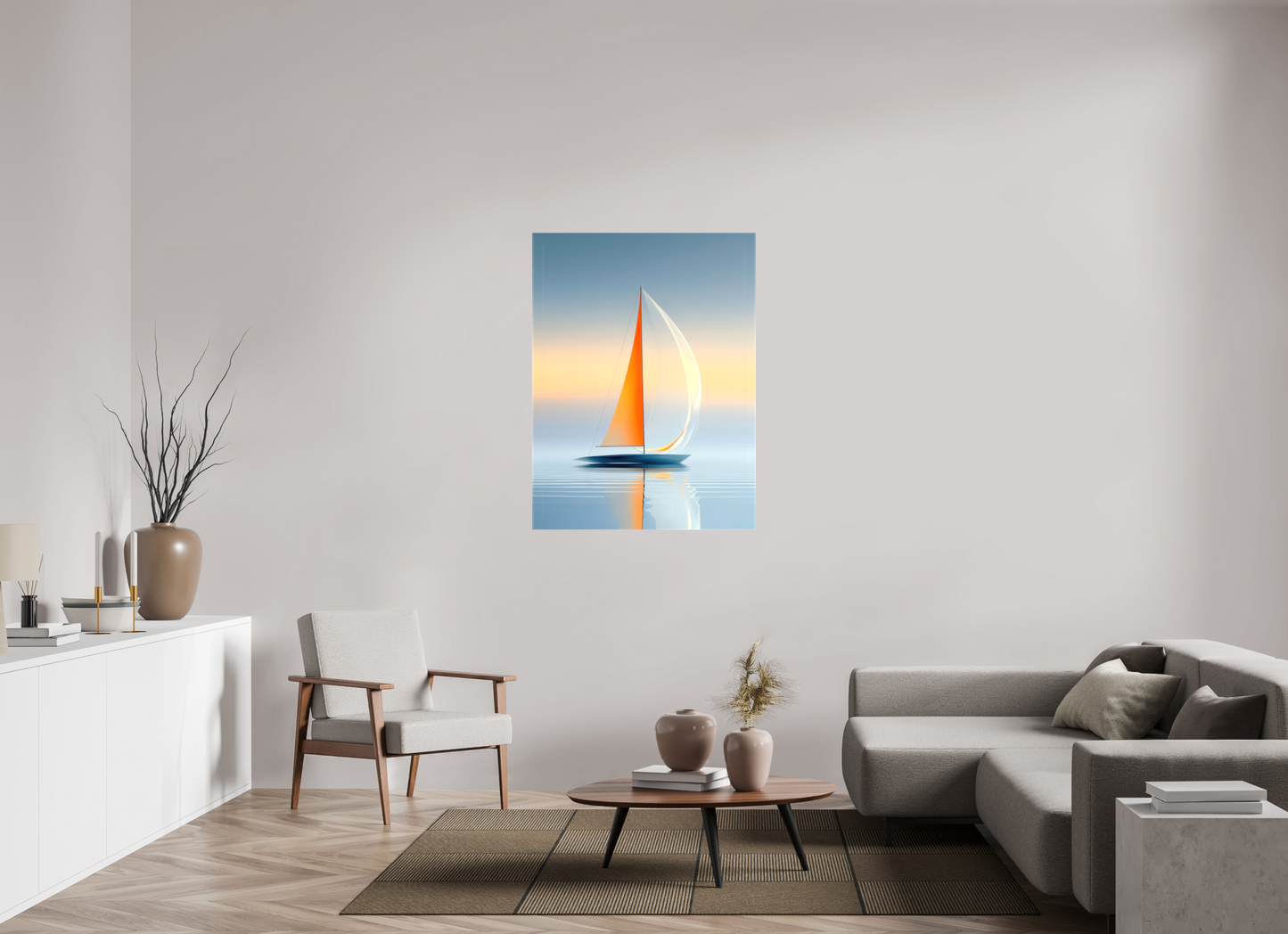 90 x 120 cm, Leinwand glänzend Ein Segel, ein Horizont