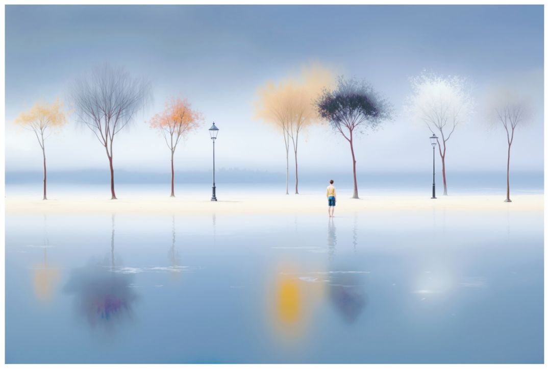 Main image Stilles Ufer, ferne Gedanken—Wandkunst, Fine Art Print, Leinwand, Acryldruck, Alu-Dibond