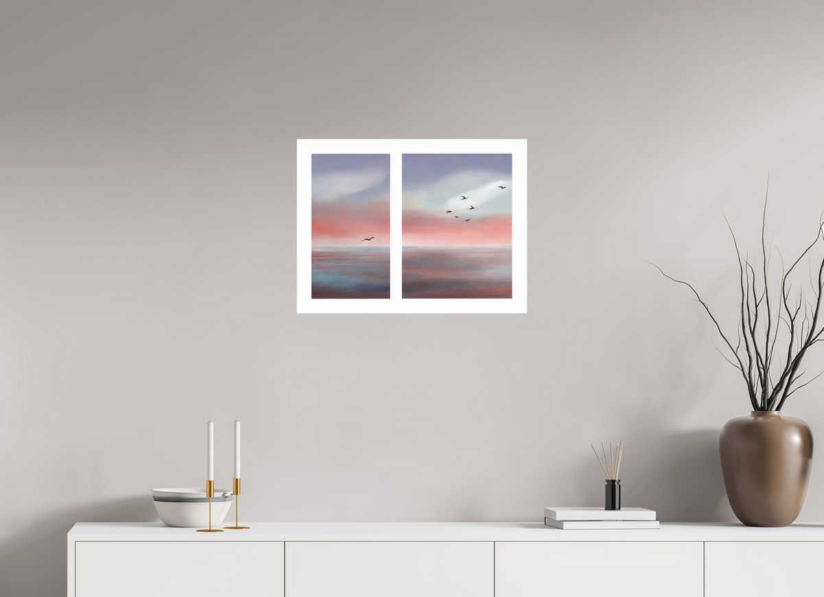 60 x 45 cm, Fine Art Print Hahnemühle Baryta Diptychon Vögel an der Küste-01