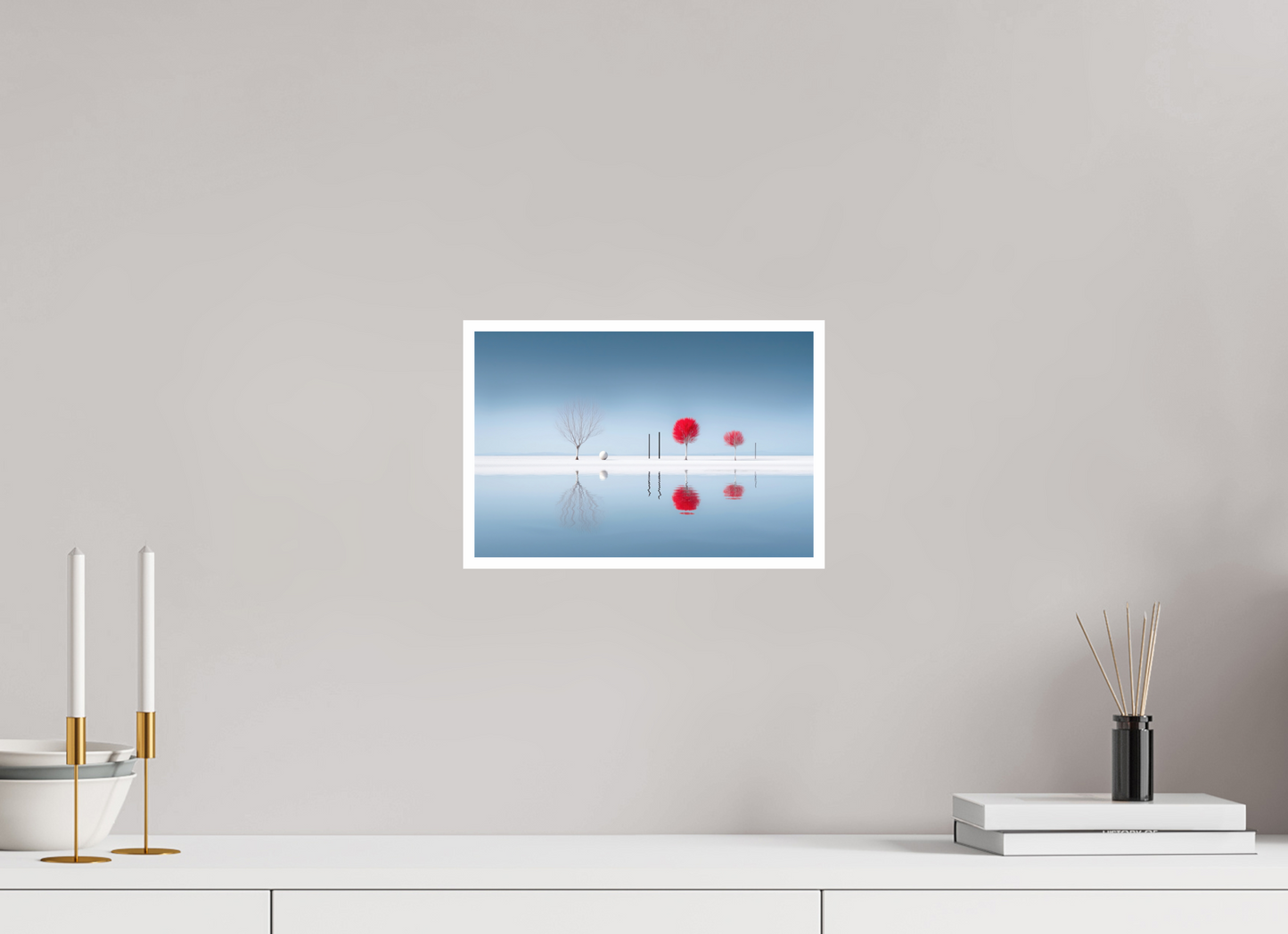 30 x 20 cm, Fine Art Print Hahnemühle Baryta Rote Stille am Ufer