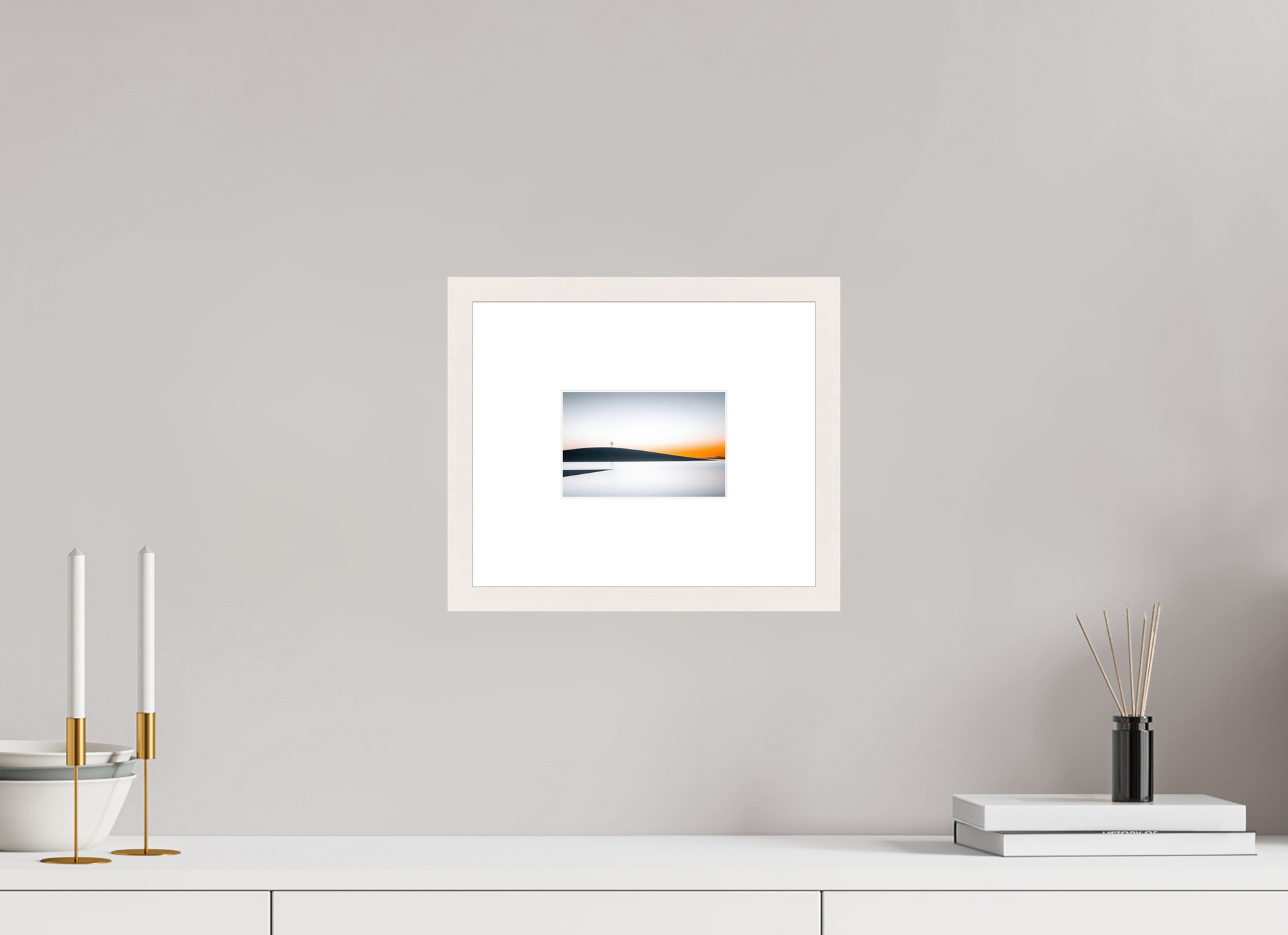 15 x 10 cm, Fine Art Print gerahmt Einsamer Baum im Abendlicht