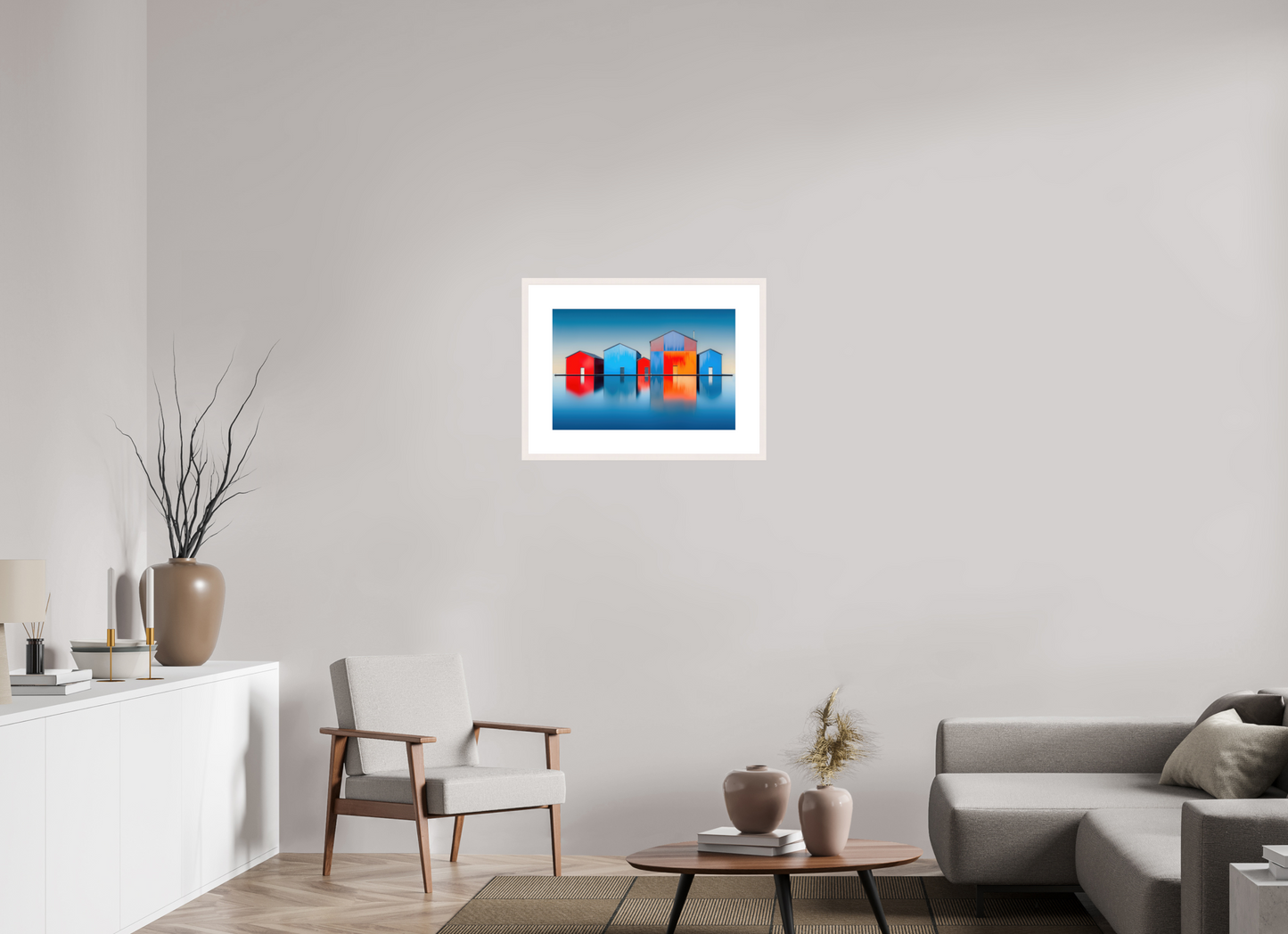 60 x 40 cm, Fine Art Print gerahmt Farbklang am Wasser