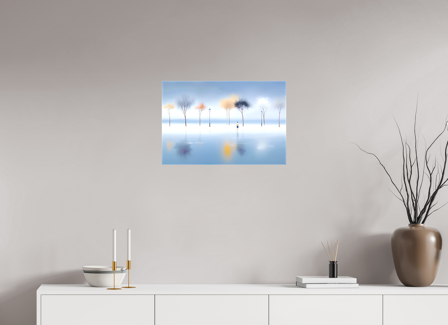 60 x 40 cm, Leinwand glänzend Stilles Ufer, ferne Gedanken—Wandkunst, Fine Art Print, Leinwand, Acryldruck, Alu-Dibond
