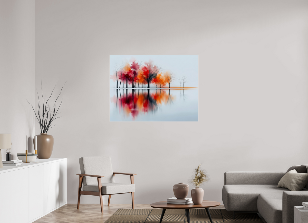 120 x 90 cm, Acrylglas glänzend standard Uferträume – Sinfonie in Zinnober
